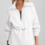 Women's Plus Size Half-Zip Drawstring Pullover Sweatshirt