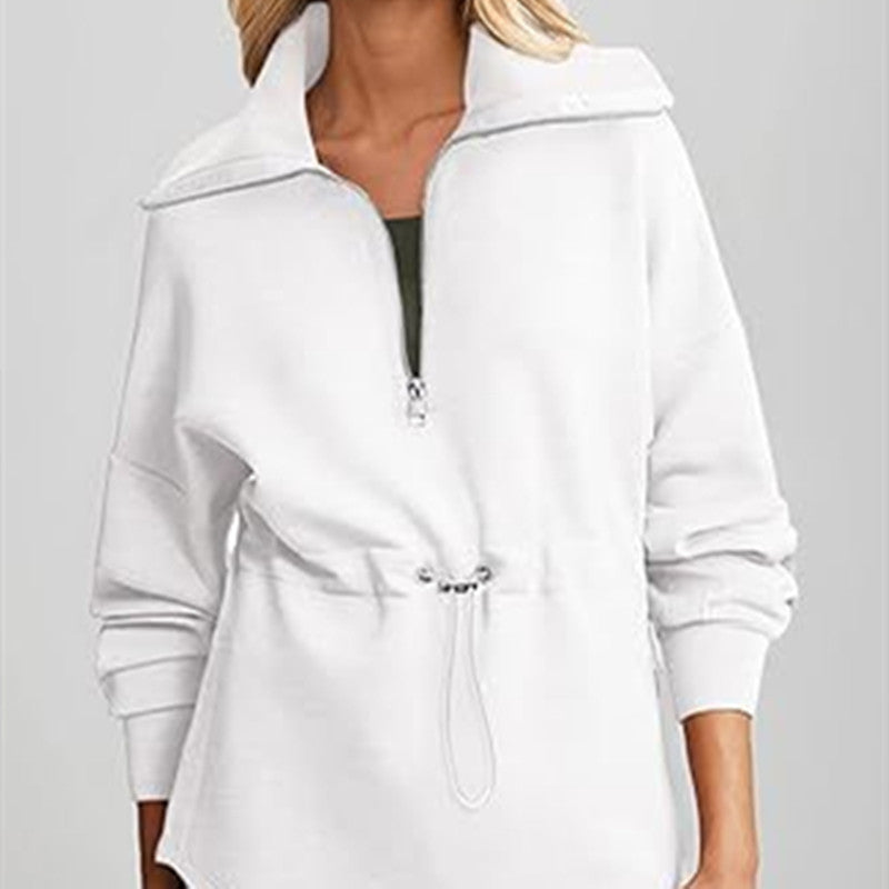 Women's Plus Size Half-Zip Drawstring Pullover Sweatshirt