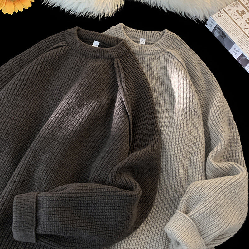 Solid Color Sweater Loose Casual Long Sleeves Lazy