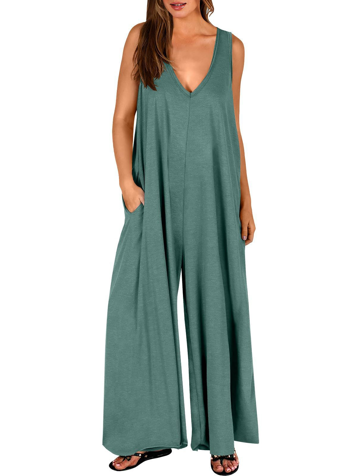 Women's Casual Wide-Leg Pocket Jumpsuit