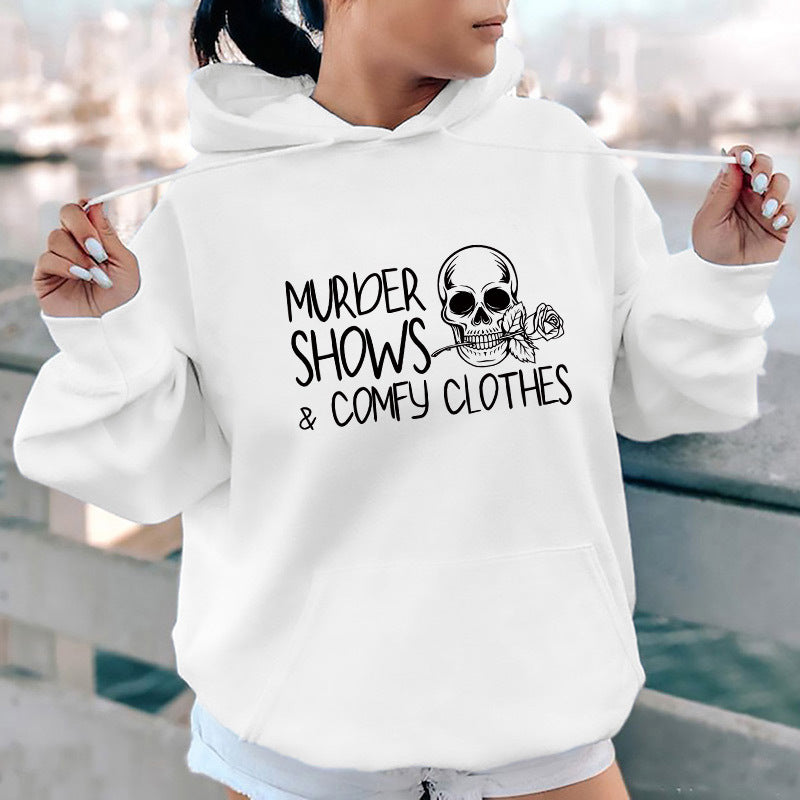 Cozy Fleece Letter Print Casual Hoodie for Women