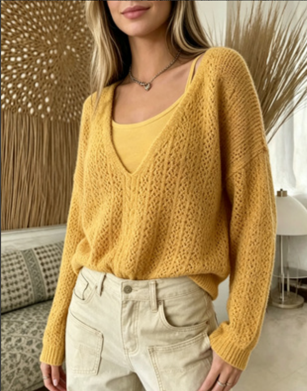 Women's Fashionable Long-sleeved Knitted Sweater