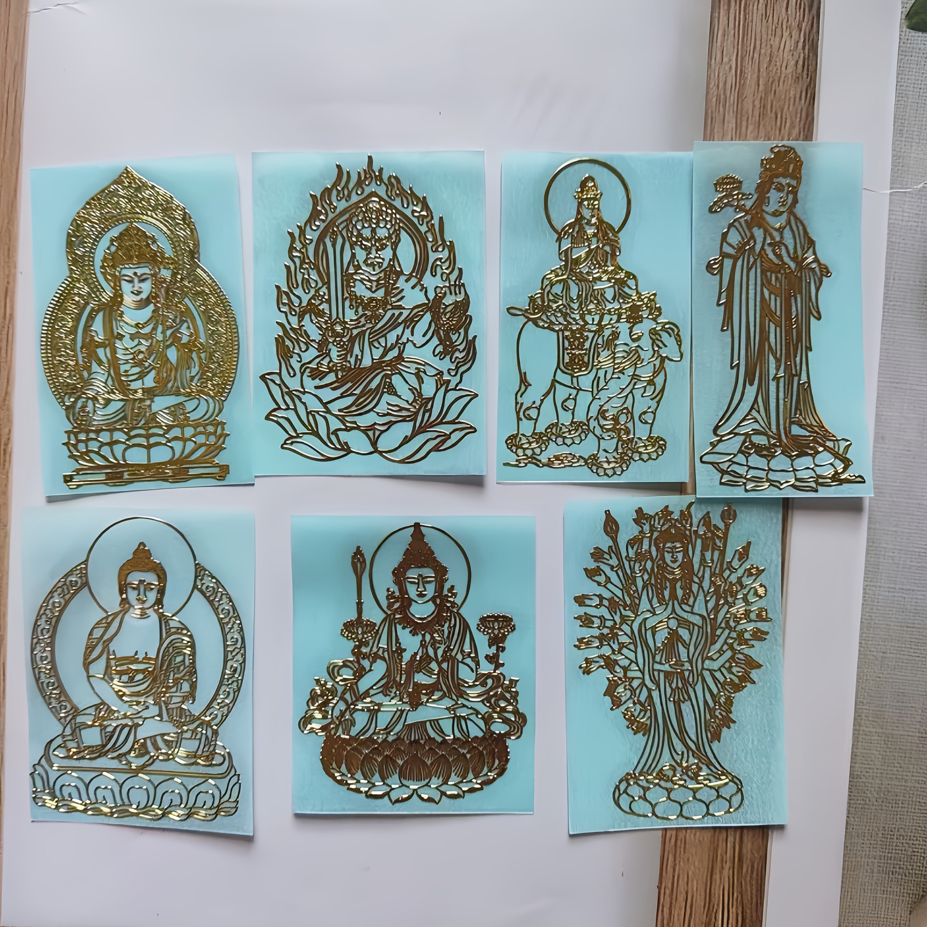 Golden Foil Metal Sticker Set – 7 Self‑Adhesive Disposable Stickers
