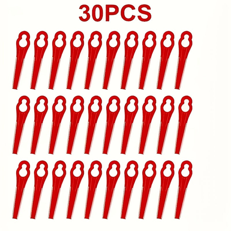 30-Pack Plastic Lawn Mower Blades – Key Gourd-Shaped Cutting Blades for Garden Mowers