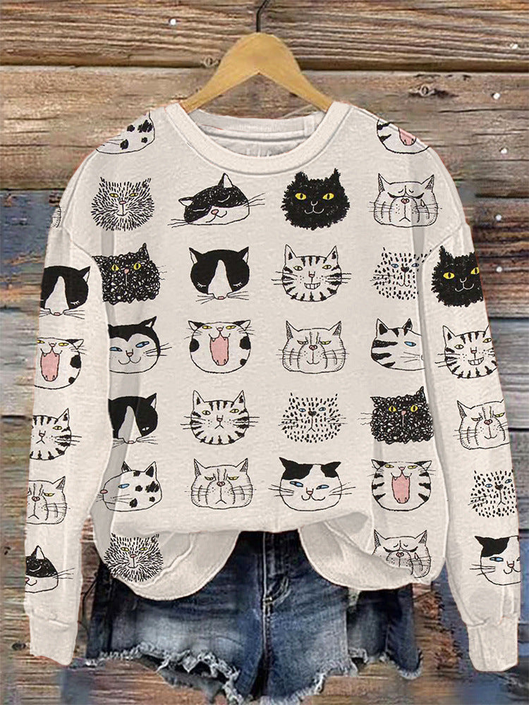 Trendy Animal Print Streetwear Hoodless Sweater for All