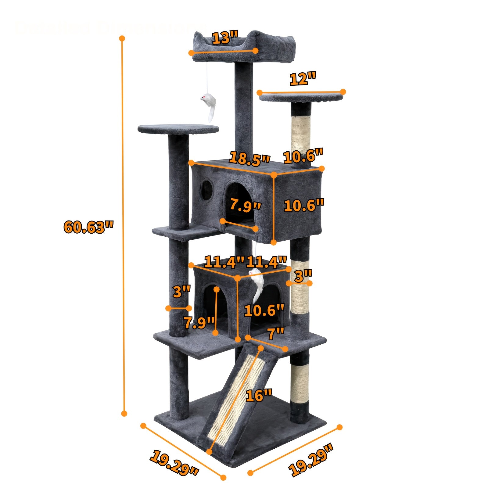 Luxury Large Cat Tree Tower Designed for Indoor Cats Featuring Toys And A Hammock Comfortable Cave Stable Anti-tip Design Durable Cozy Resting Area Easy to Assemble Perfect Cat
