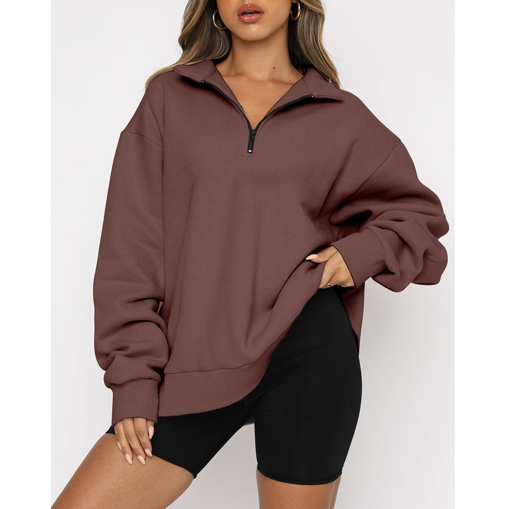Women's Half-Zip Pullover Casual Long Sleeve Sweatshirt