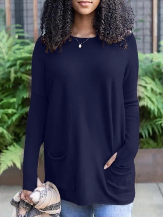 Women's Casual Long Sleeve Pocket Top