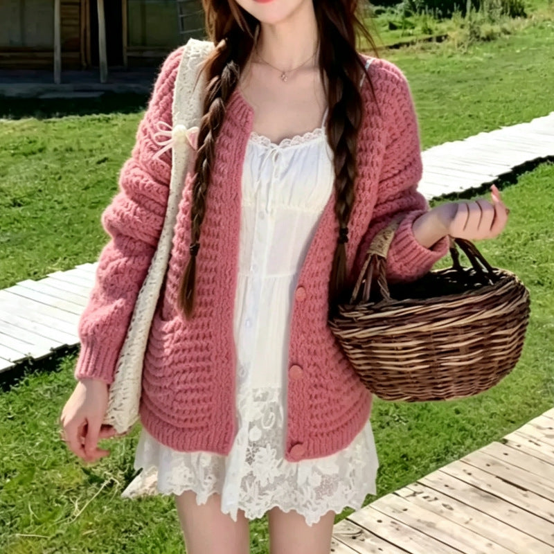 Solid-color Coat Laid-back Top Womens Laid-back Style