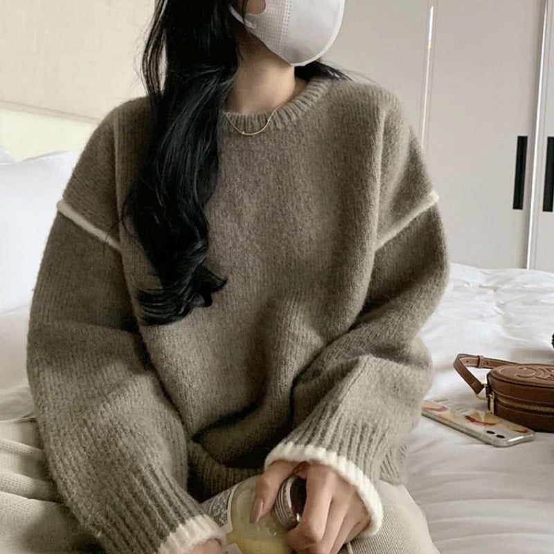 Autumn and Winter Korean Style Sweater Women's Artistic Retro