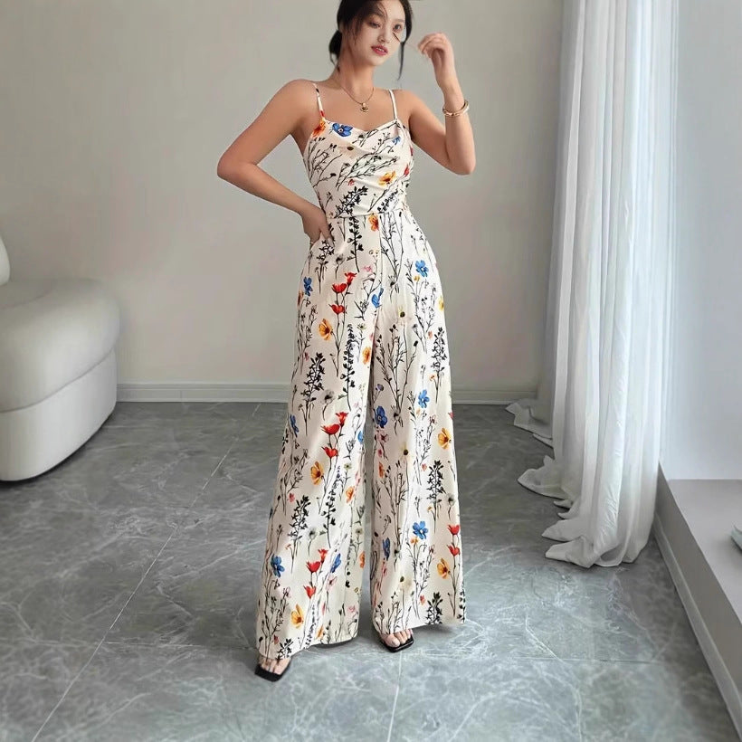 Floral Print Strappy Slimming Jumpsuit