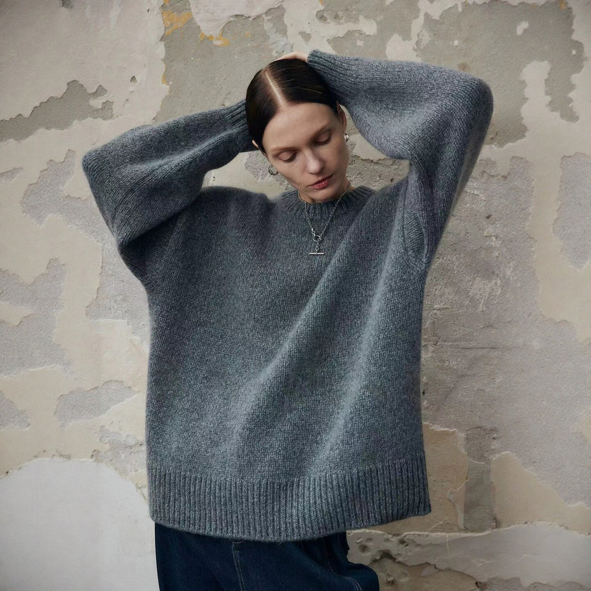 Loose Laid-back Knit Top Cashmere Sweater