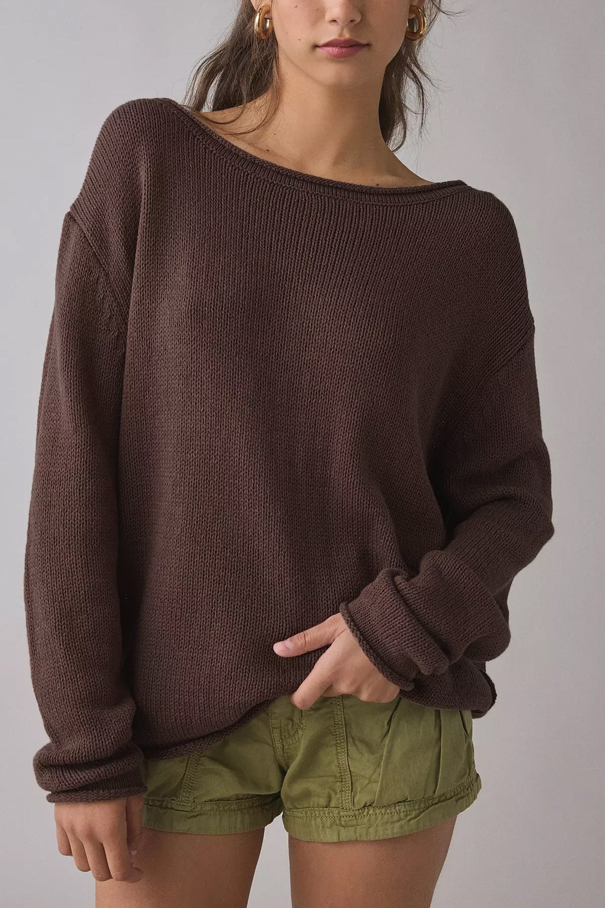 Womens Round-neck Long-sleeve Knit Top