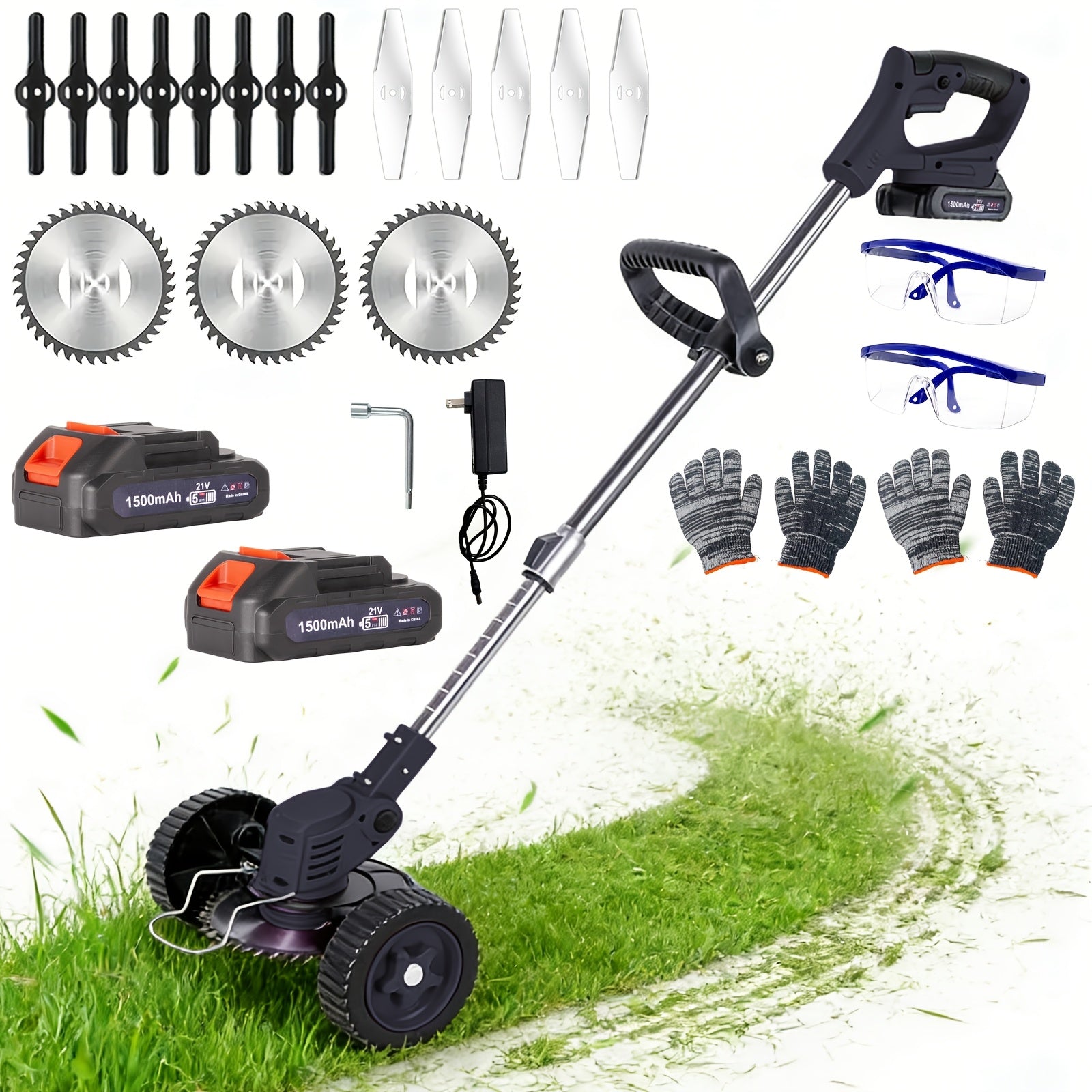 Compact Portable Electric Lawn Mower with Lithium‑Ion Battery and Multi‑Blade Weed Trimmer – All‑in‑One Garden Tool