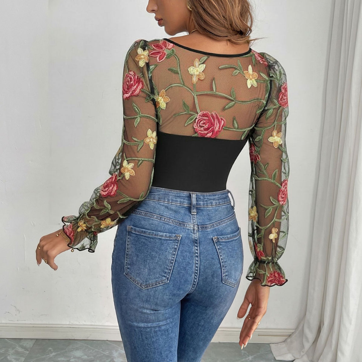 Elegant New Mesh-embroidered Jumpsuit