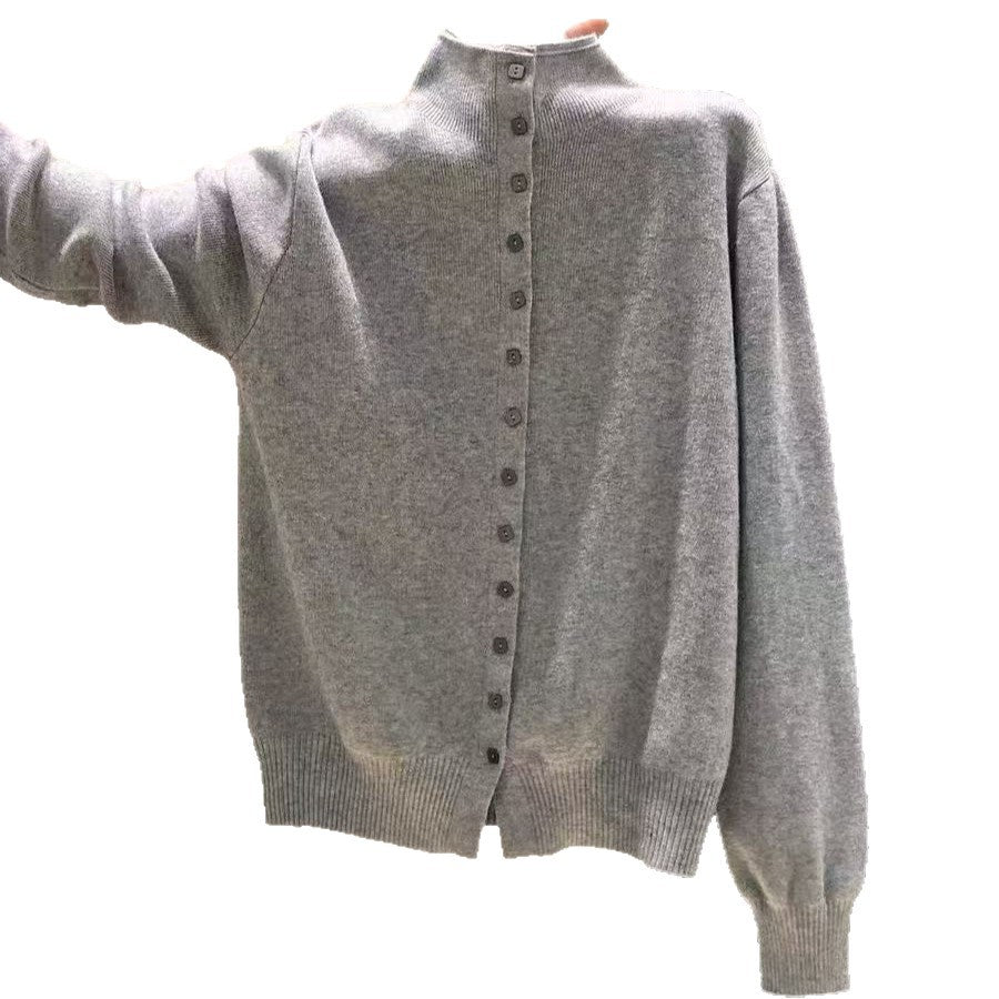 Slimming Versatile Mock-neck Knit Cardigan Sweater