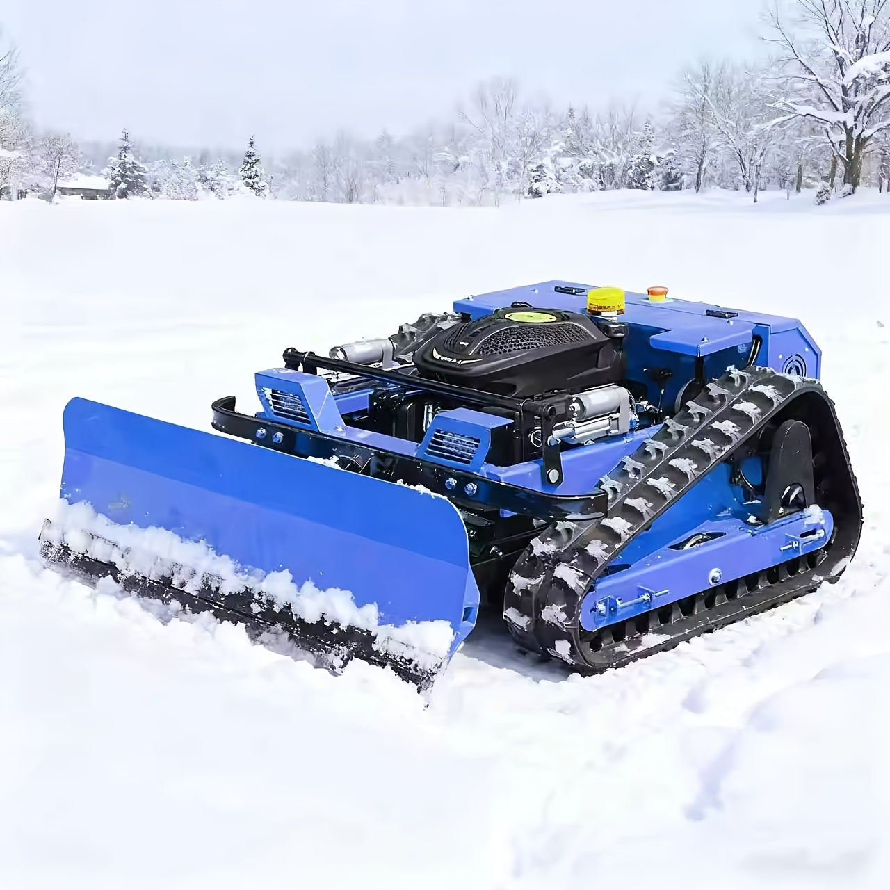 Remote‑Controlled Electric Lawn Mower with Snow Pusher, Adjustable Design and Night Lighting