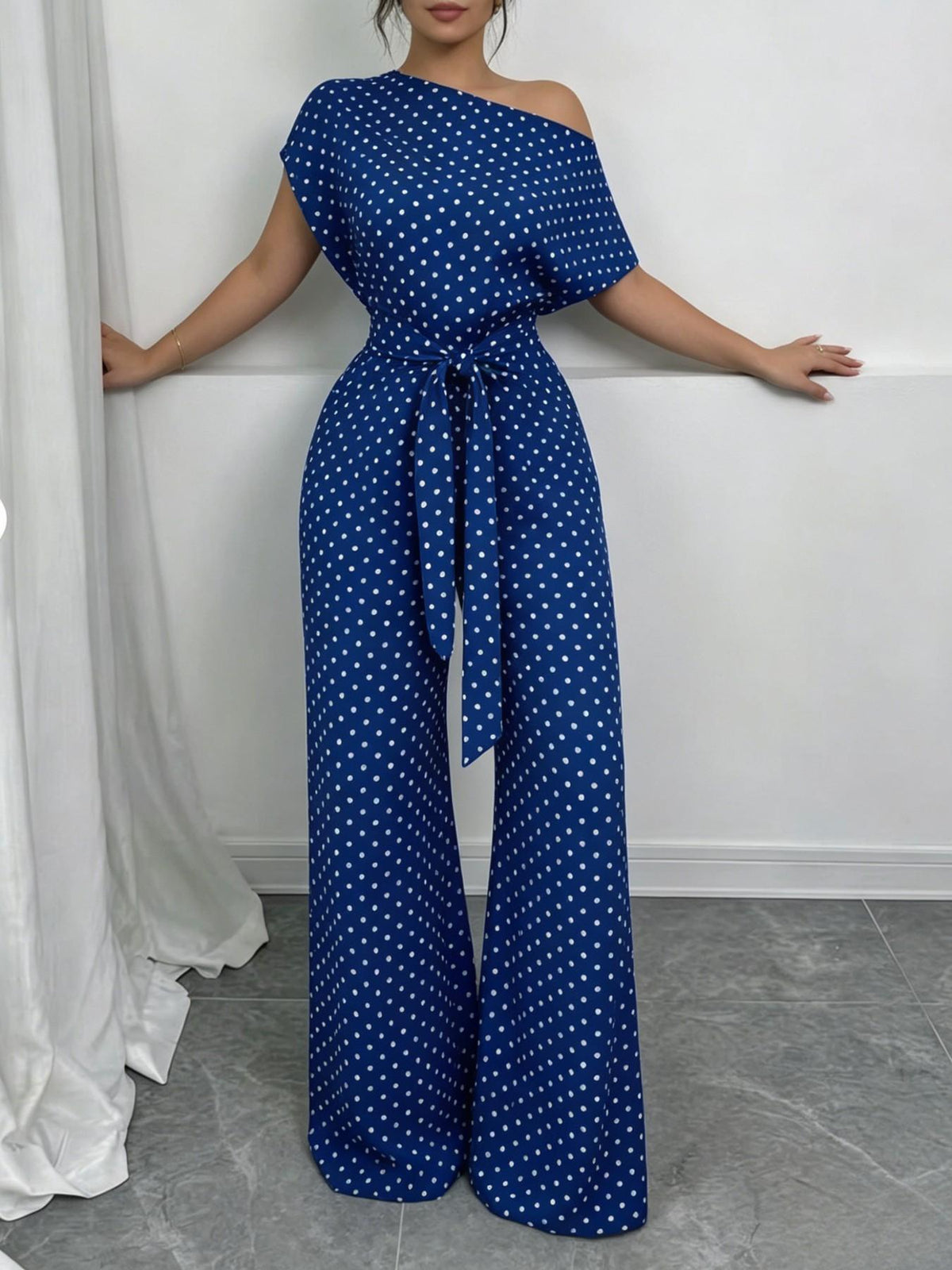 Butterfly-sleeve Jumpsuit With Wide Legs Womens