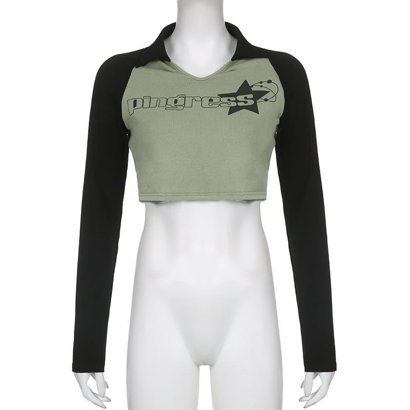 Chic Cropped Raglan Long Sleeve Fitted Tee