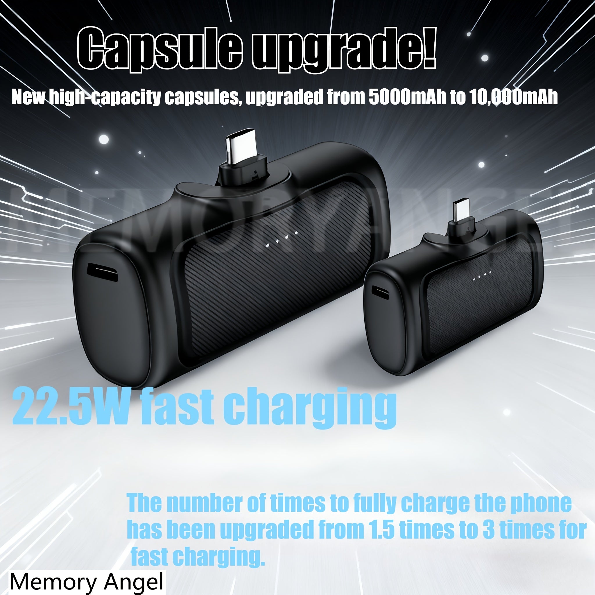 22.5W Fast Charging, 5000/10000mAh Mini Portable Charger, 5000mAh Optional 1/2/4pcs USB-C Power Bank With Charging Station Specification, Universal Compatibility, Dual Power Mode, Rechargeable...