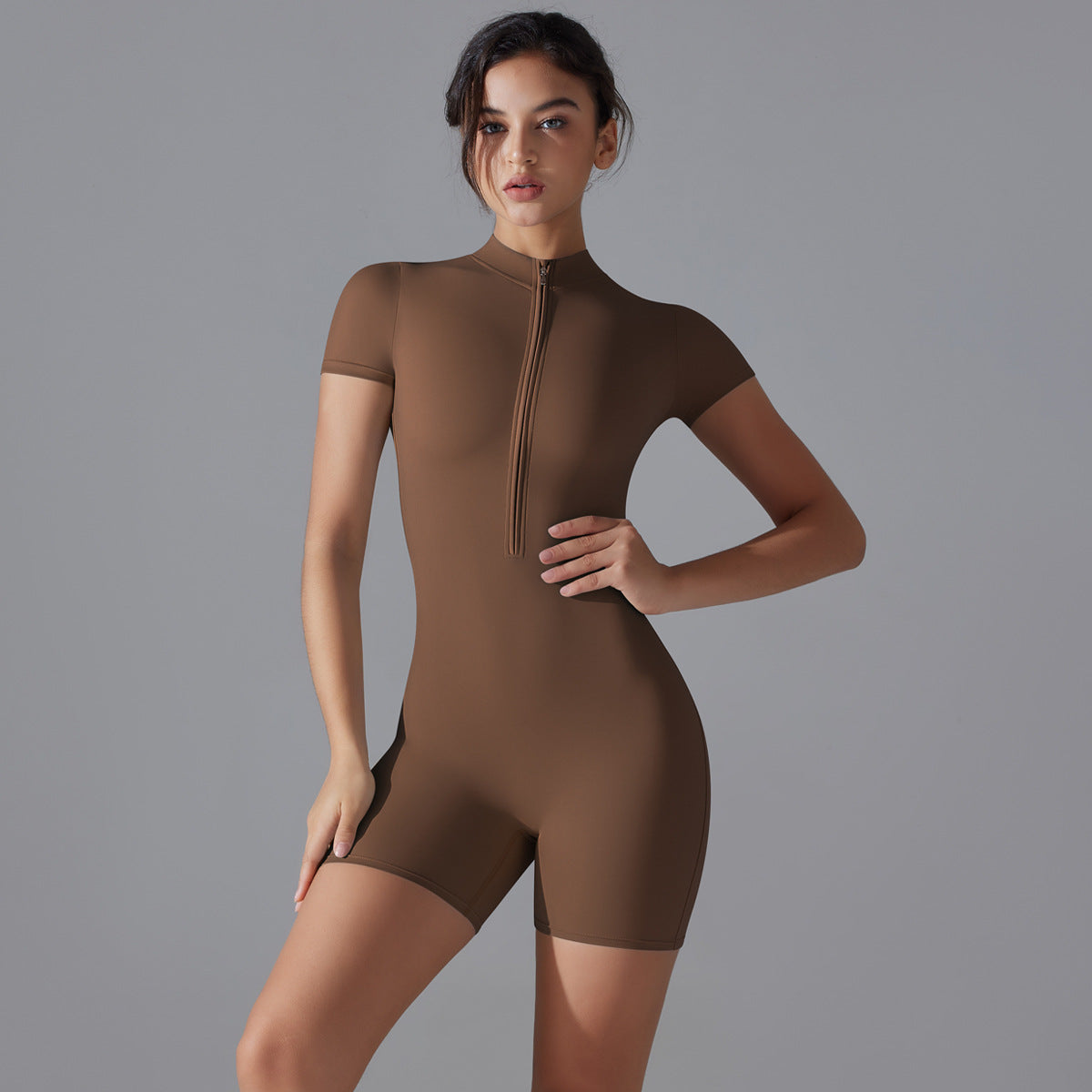 Women's Slimming Fitness Zip Jumpsuit Sports Bodysuit