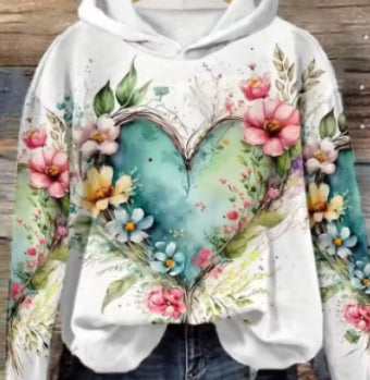 Women's 3D Printed Casual Hooded Jacket