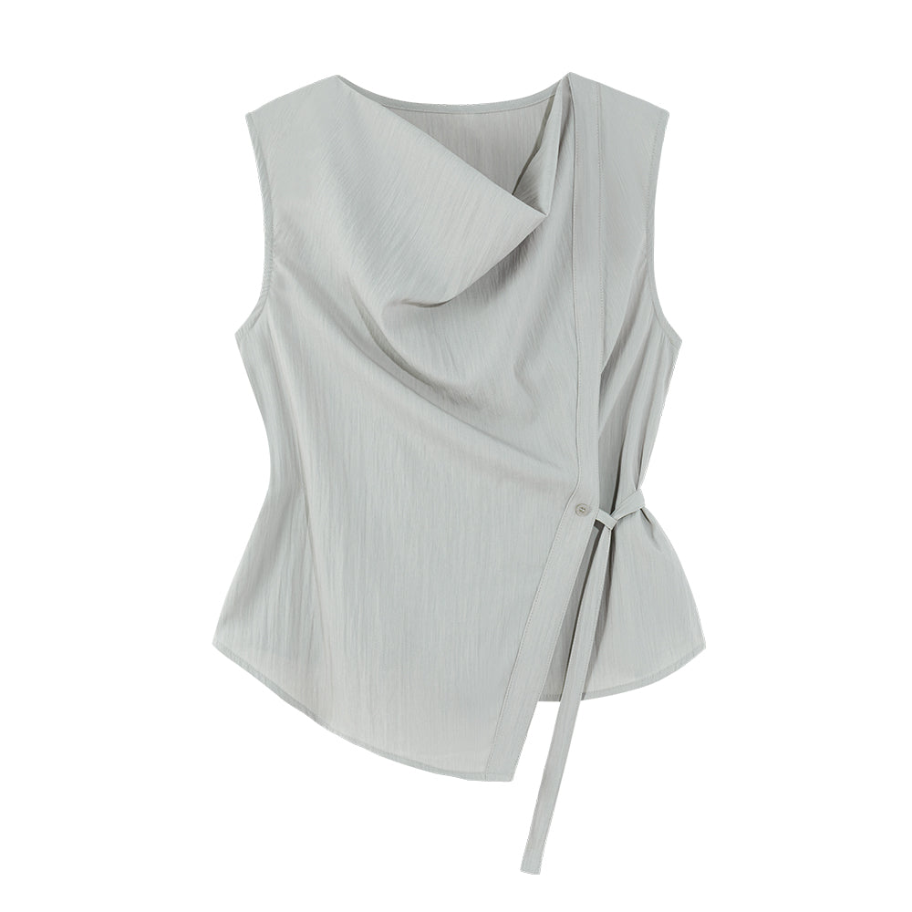 Lace-up Sleeveless Shirt Women's Black Vest