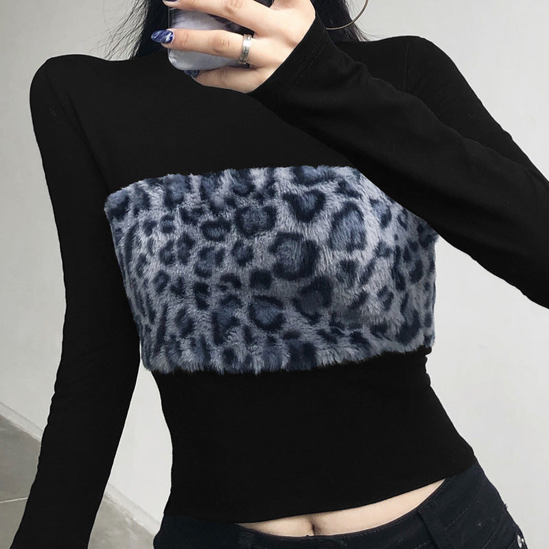 Women's Leopard Print Slim Long Sleeve Top