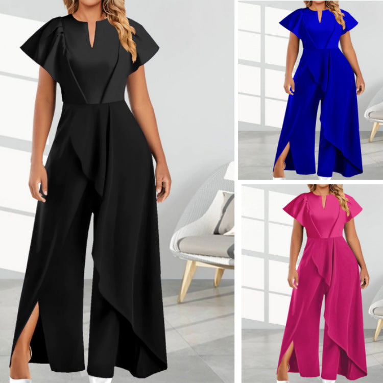 Wide-leg V-neck Pants for Women - Comfortable & Stylish