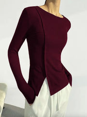 Women's Stylish Split Hem Tight Autumn Sweater