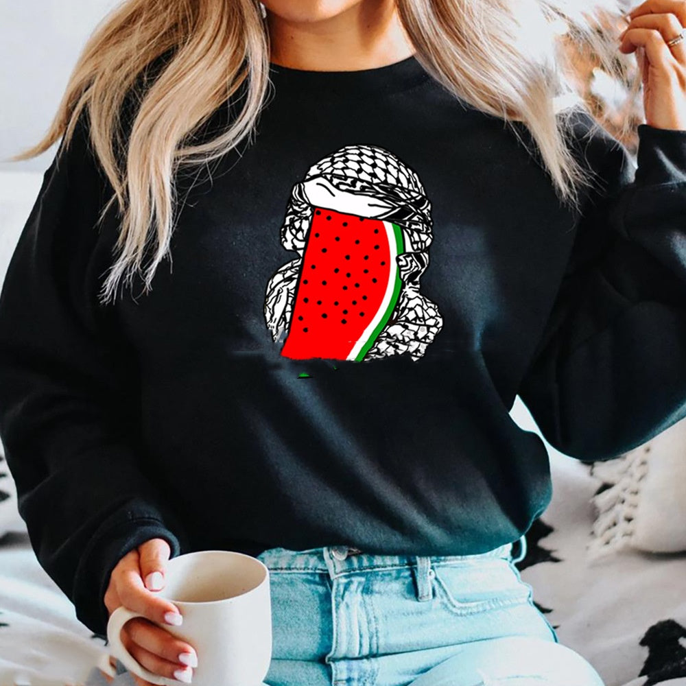 Women's Casual Watermelon Print Long Sleeve Pullover