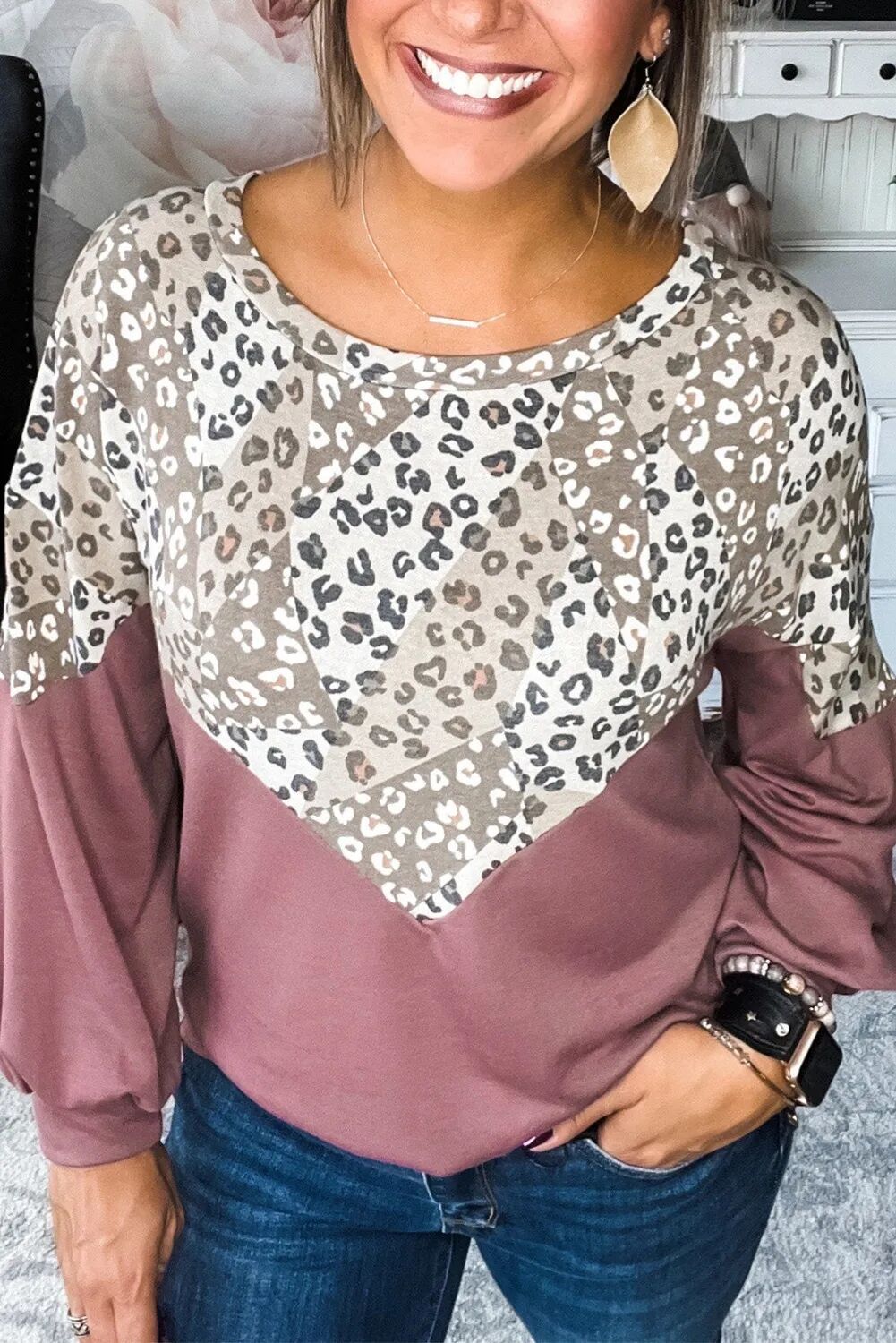 Chic Leopard Patchwork Loose Autumn & Winter Sweater