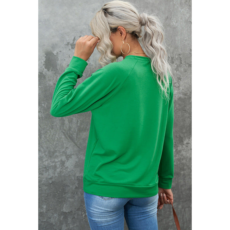 Women's Letter Embroidered Loose Pullover Sweatshirt
