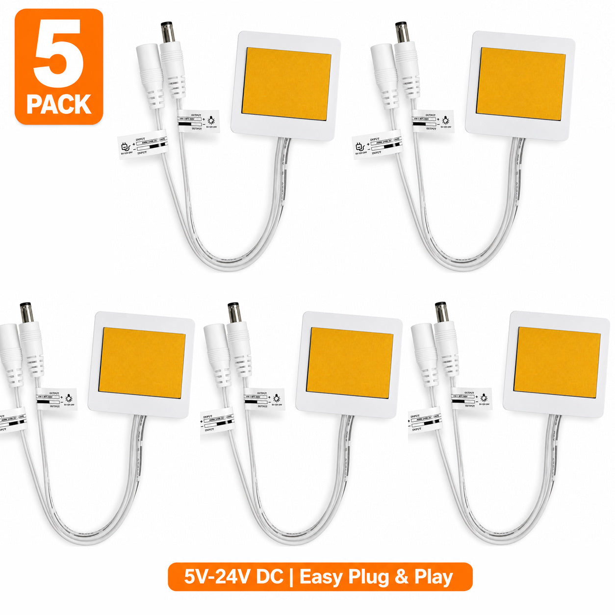 Smart LED Mirror Touch Sensor Dimmer Switch, 5‑24 V Adjustable Brightness, Pack of 3 or 5, for Bathroom and Vanity Mirrors