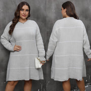 Striped Color-block Patchwork Crew-neck Dress