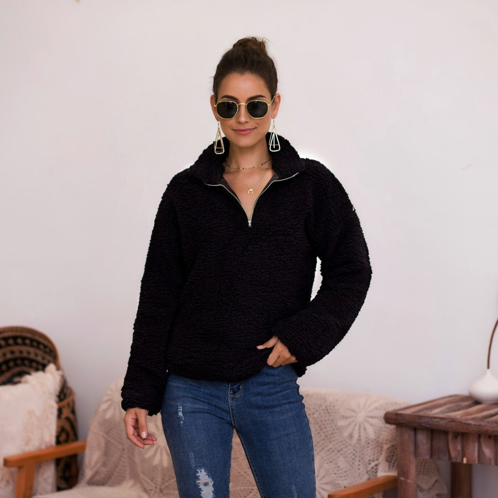 Women's Plush Coat Sweater Top