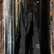 Vintage Wave-Print Linen Suspender Pants