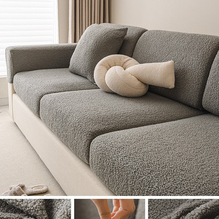 Stretchy Sofa Cover for 3-Seat Sofas - Creamy Solid Color