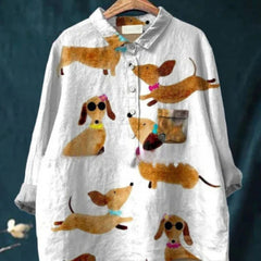 Womens European And American-style Retro Digital-print Animal Shirt