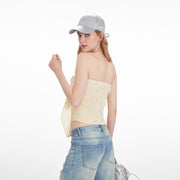 American-style Chic Bow-Knot Tube Strapless Camisole For Women Summer Sexy Short Halter Top