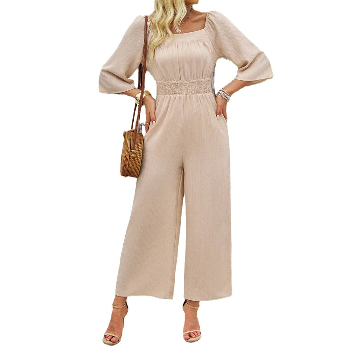 Chic Wide-Leg Short Sleeve Romper