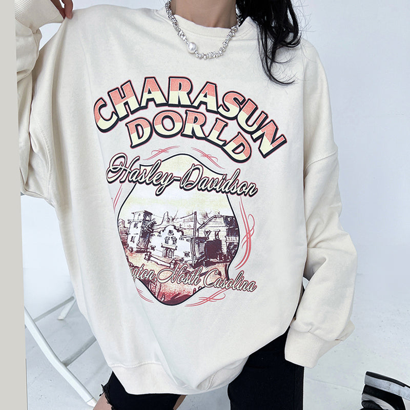 Vintage Washed Oversized Round Neck Sweatshirt