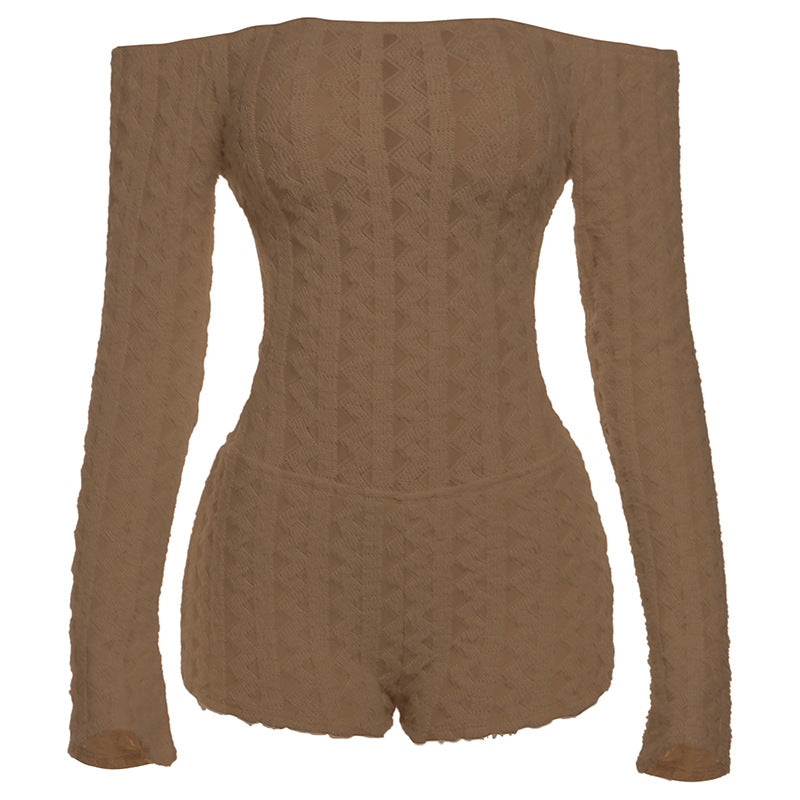 Sexy Strapless Long Sleeve High Waist Sheath Jumpsuit