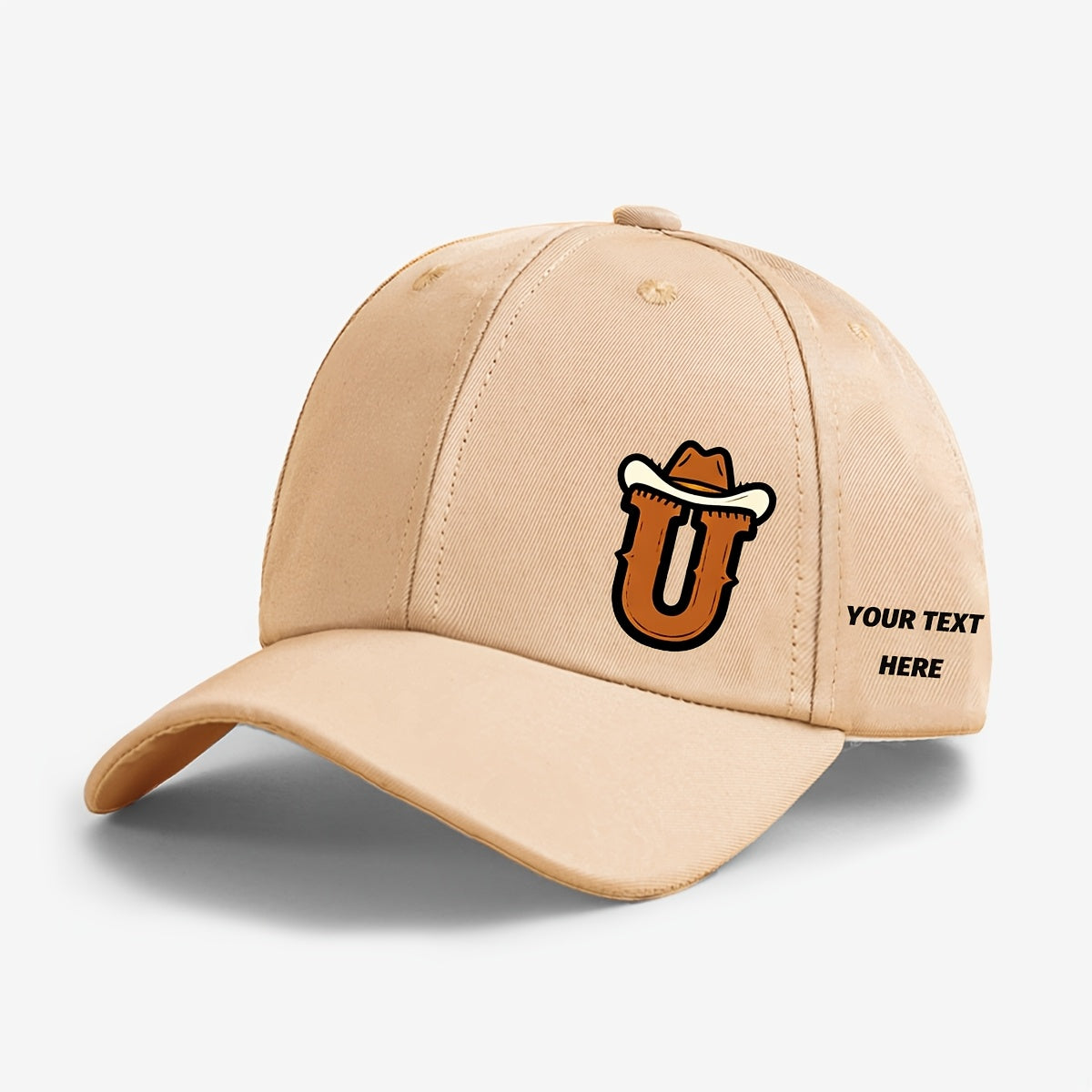 Kids Cowboy Style Baseball Cap with Letter Print and Custom Side Text, Lightweight and Comfortable (Ages 5-10)