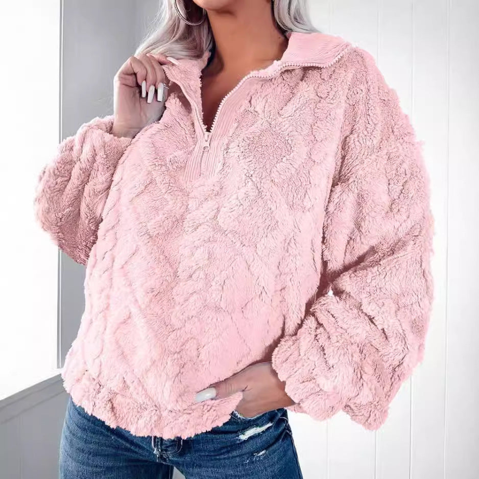 Cozy Half-Zip Fleece Sweatshirt for Women