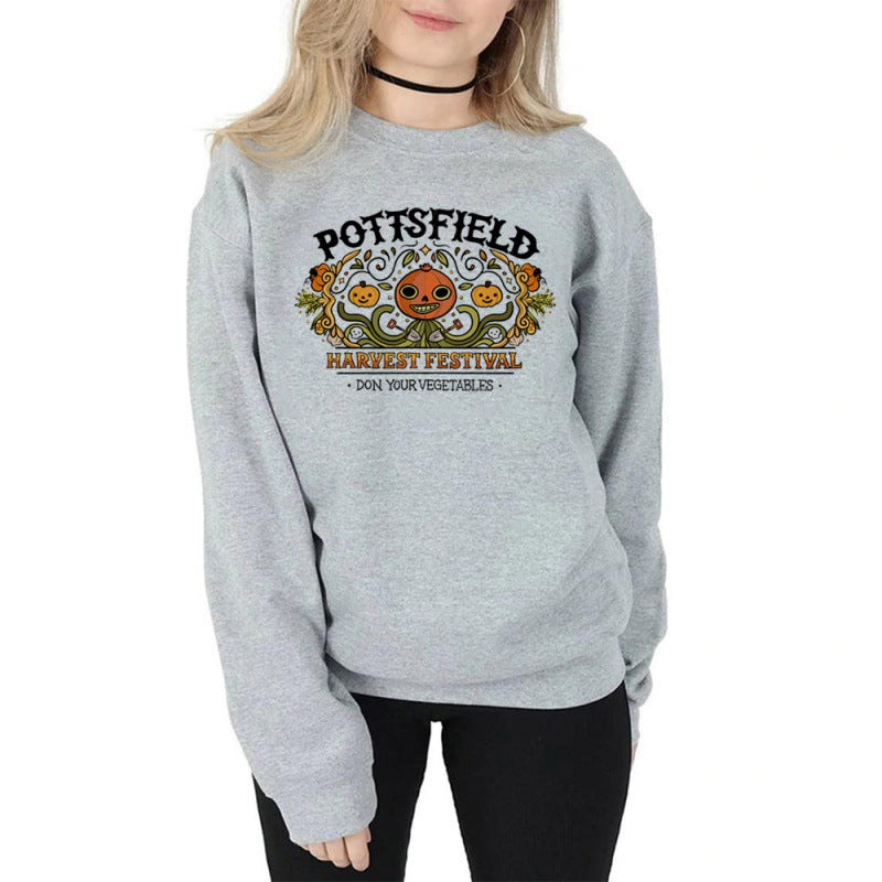 Women's Halloween Pumpkin Print Pullover Sweatshirt