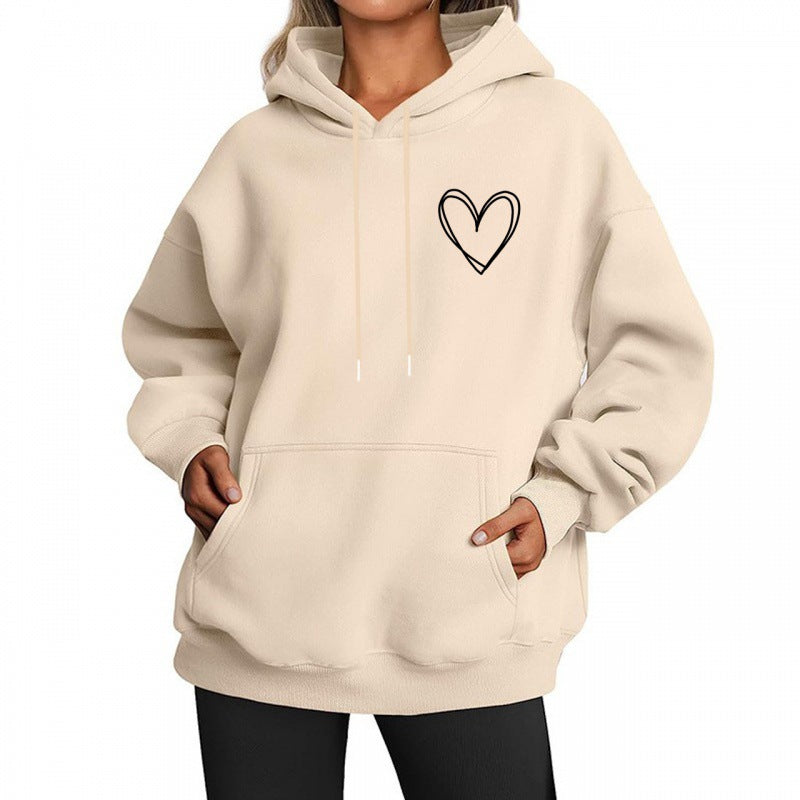 Cozy Korean Style Brushed Fleece Hooded Sweatshirt