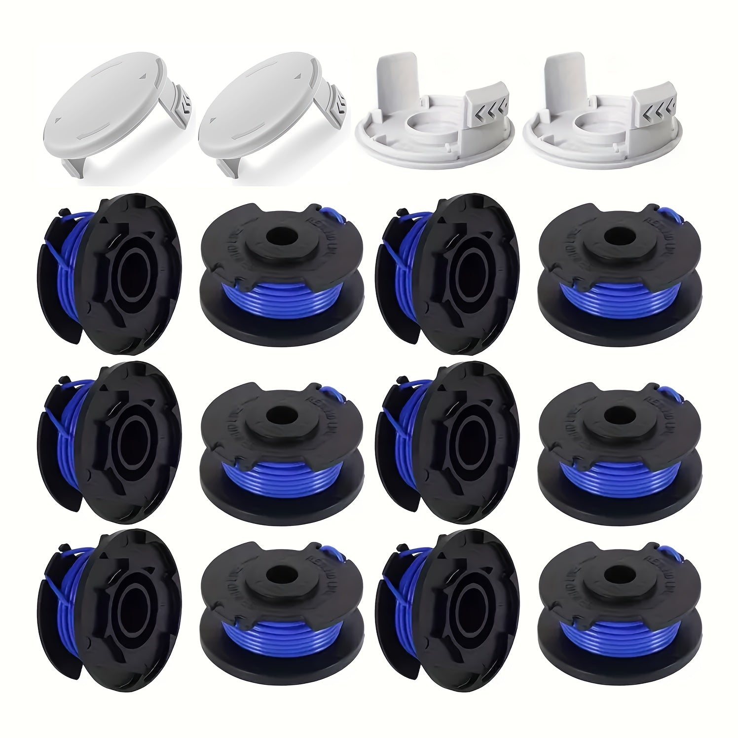 Compatible with Ryobi and Hart Electric Trimmers, Replacement Spool with 0.065" Automatic Feed Line, Fits 18V 24V 40V Outdoor Power Equipment Accessories with Cap, Multi-size Set