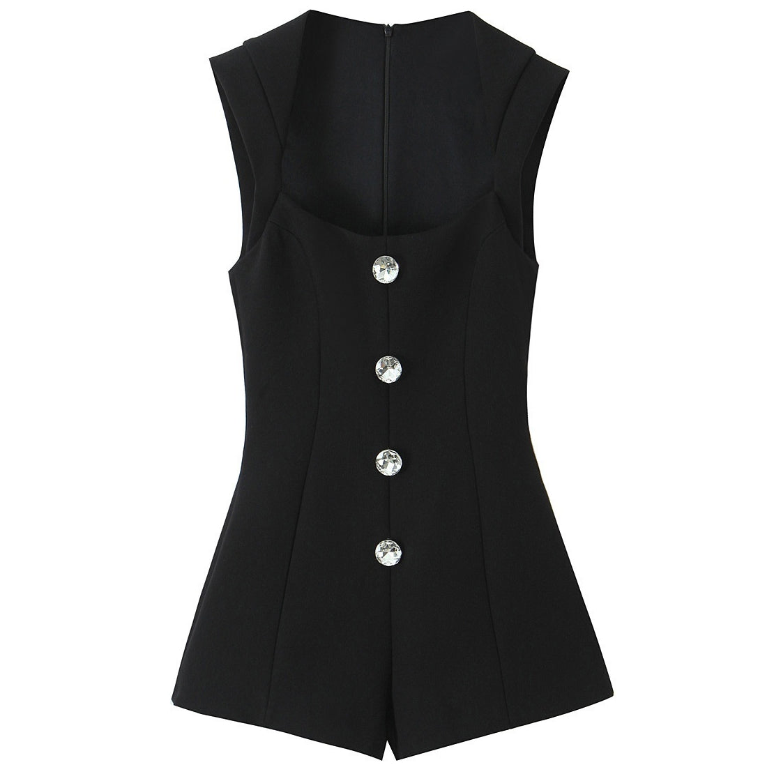 Chic Button-Trimmed Sleeveless Romper for Women