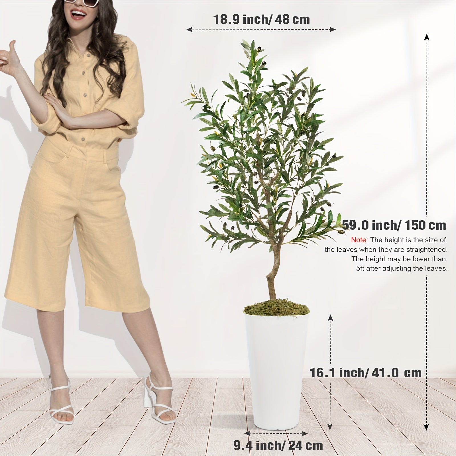 Artificial Olive Tree Indoor 5FT/6FT/7FT/8FT, Potted Tall Faux Olive Tree For Home Office Living Room Bathroom Bedroom Floor Fronted Door Decor, Large Fake Silk Olive Tree Plant With Lifelike Trunk…